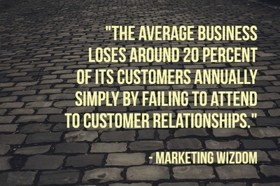 "The average business loses around 20 percent of its customers annually simply by failing to attend to customer relationships." - Marketing Wizdom